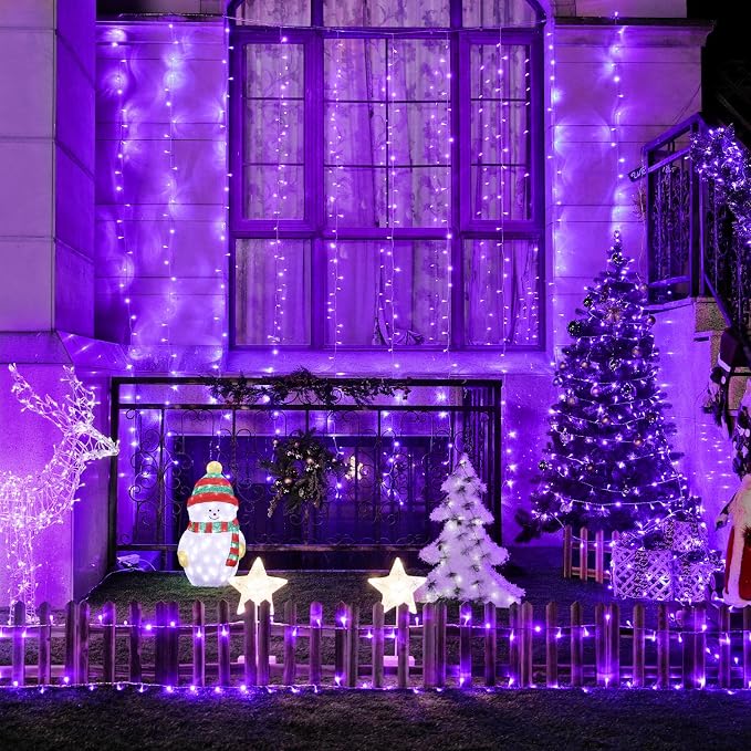 JMEXSUSS 300LED Purple Halloween Lights, 9.8x9.8ft Curtain Lights Plug in | - Image 8