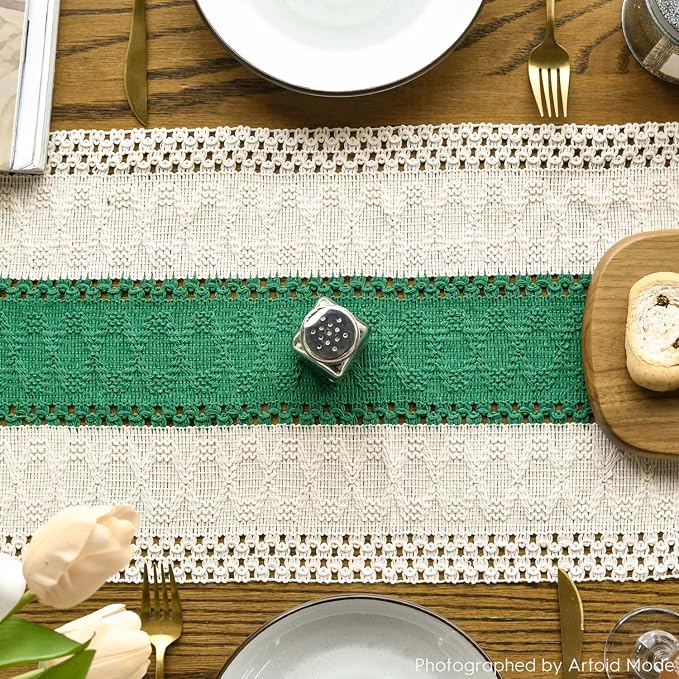 Artoid Mode Emerald Green Farmhouse Rustic Table Runner 12x60 Inch | Seasonal - Image 3