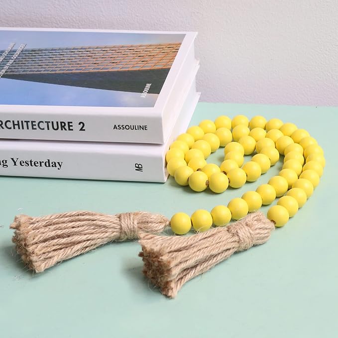 Meplait 39in Wood Bead Garland, Farmhouse Beads - Image 4