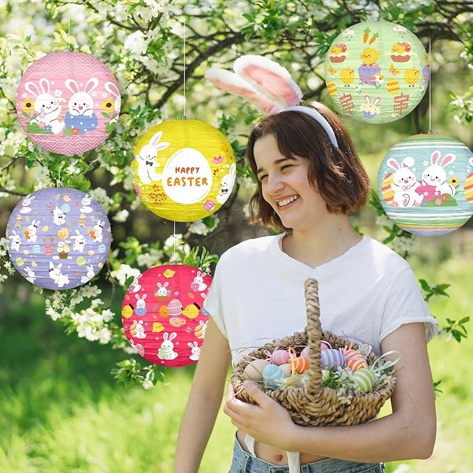 Panelee 12 Pcs Easter Paper Hanging Lanterns Party Decorations 8 Inch Pastel - Image 4