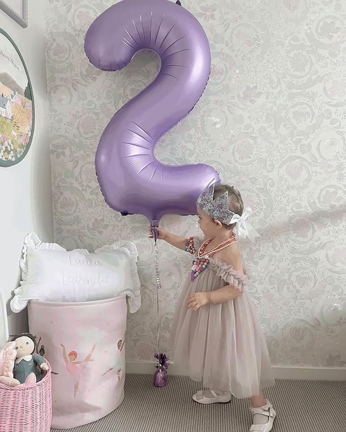 6 Balloon - Lilac Birthday Number Balloons, 40 Inch Decorations Men Women | - Image 4