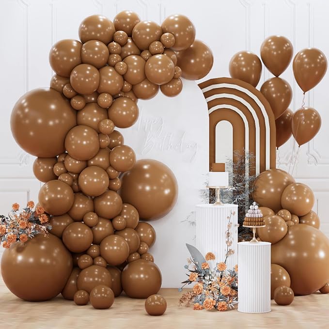PartyWoo Brown Balloons 152pcs Different Sizes of 18 12 10 5 Inch Boho Neutral by PartyWoo