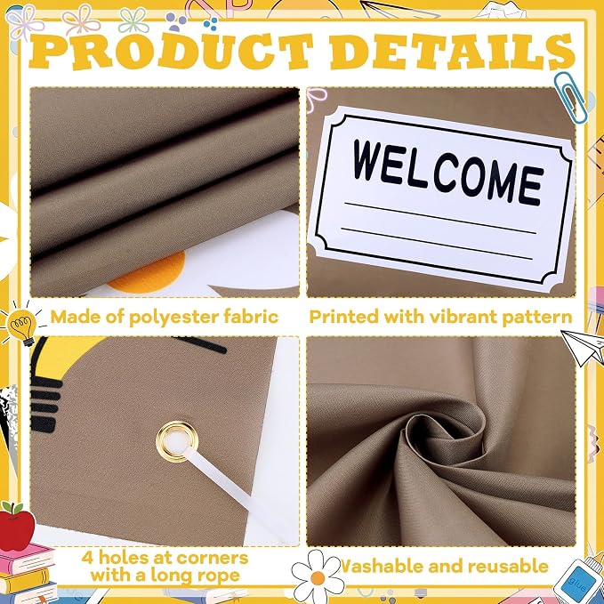 HunnmingRe Boho Classroom Decor Welcome Back to School Banner First Day of - Image 3