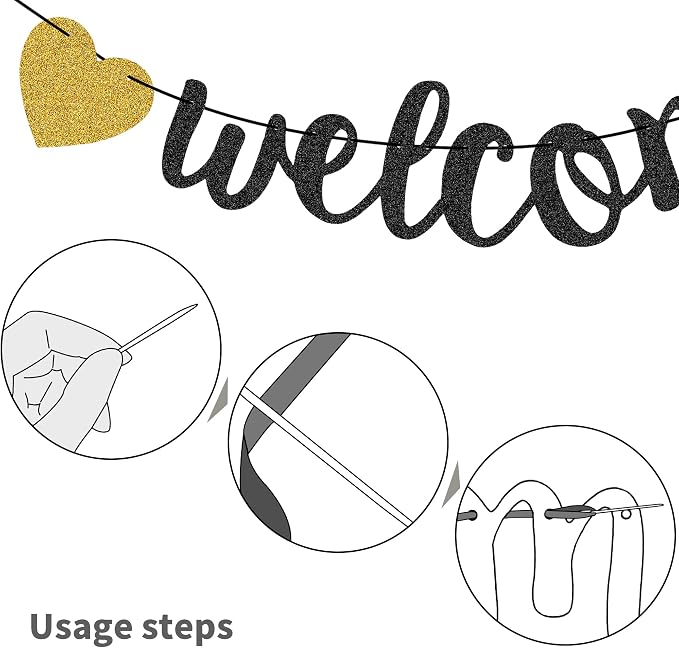 Welcome to The Team Banner Black Gold Glittery Welcome Banner - Image 8