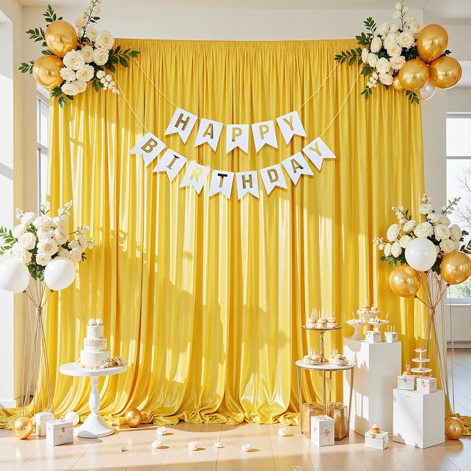 20x10ft Yellow Gold Glitter Backdrop Curtain - Image 7