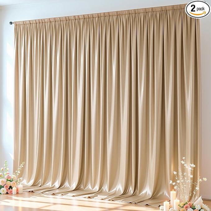 10x10ft Champagne Gold Glitter Backdrop Curtain by Partisky