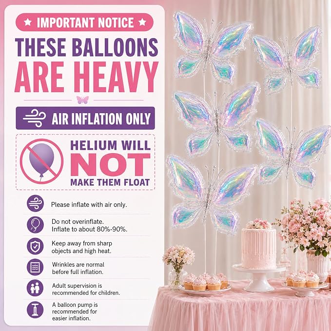 Iridescent Butterfly Balloons, Woodland and Forest Decorations - Image 10