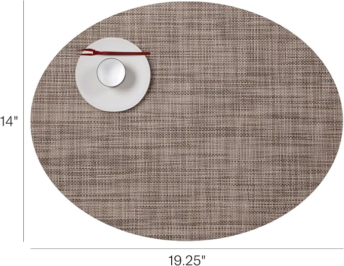 Chilewich Mini Basketweave Placemats, Woven Oval Placemats Set of 4 | Reusable - Image 2