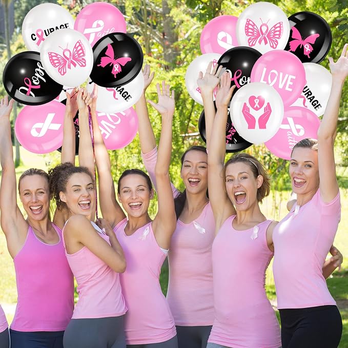 Tiamon 45 Pcs Breast Cancer Awareness Balloons Breast Cancer Party Supplies - Image 3