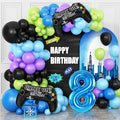 8th Birthday Video Game Balloons Arch Kit, Light Olive Green, Video Game Themed by Cledeco