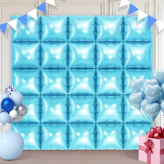Light Blue Square Foil Balloons 25 Pcs Metallic Light Blue Balloons Wall by Unknown
