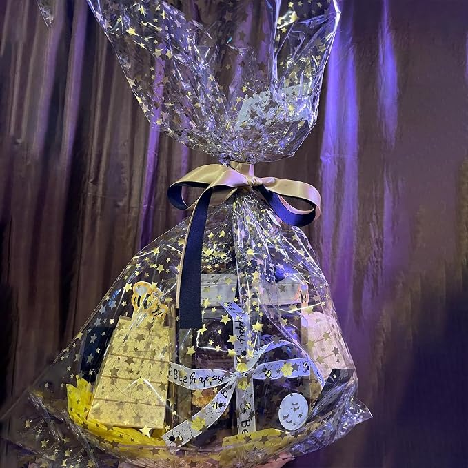 COQOFA 10 Pieces Large Cello/Cellophane Bags 16x 24 Inches Clear Basket Gift - Image 2