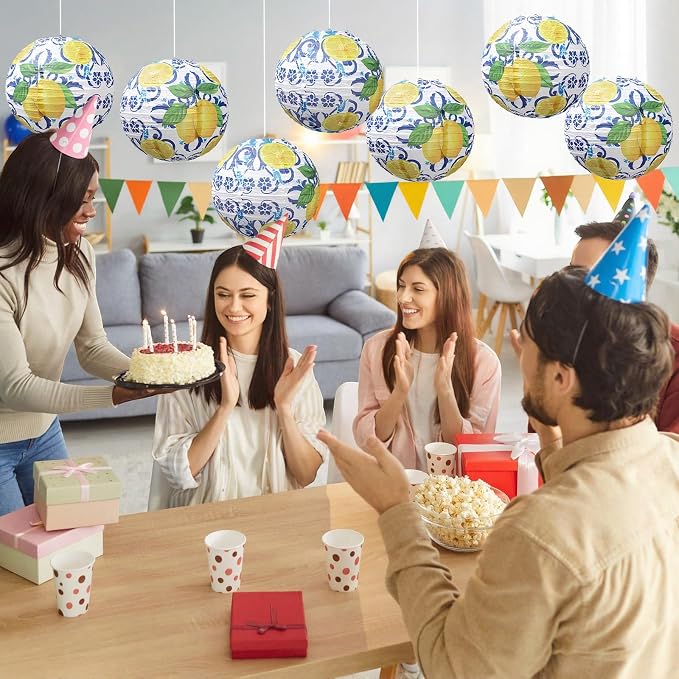 Honoson 12 Pcs Lemon Party Decorations Amalfi Coast Capri Lemon Paper Lanterns - Image 3