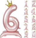 Pink Crown Number 6 Balloon Standing Pink Princess digital 6 Foil Balloon | by YOIOZAIZAI