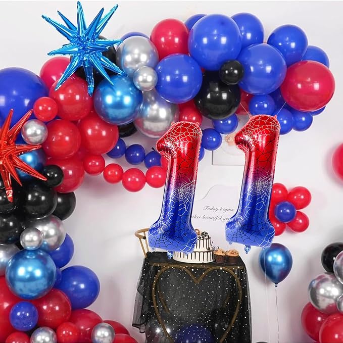 40 Inch Spider Theme Number Foil Balloons, Large Number 11 Balloons - Image 5