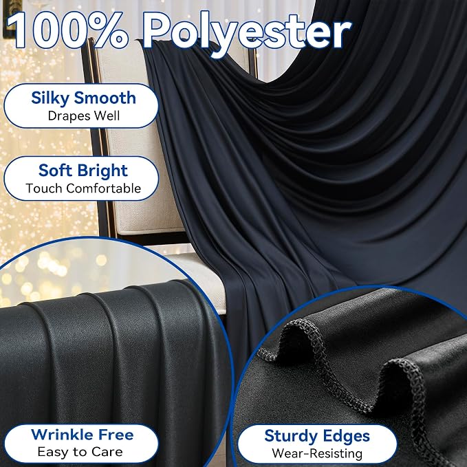 30ftx12ft Wrinkle Free Black Backdrop Curtain - Image 3