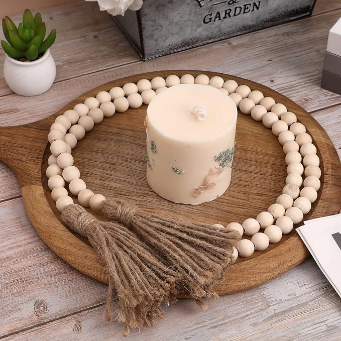 IMIKEYA Wooden Beads Garland: 2PCS Farmhouse Wood Bead Garland - Image 6
