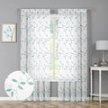 Tollpiz Teal Blue Leaf Sheer Curtain Bedroom 54 x 95 Inches | Leaves by Tollpiz