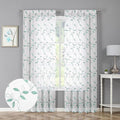 Tollpiz Teal Blue Leaf Sheer Curtains Bedroom 54 x 84 Inches | Leaves by Tollpiz