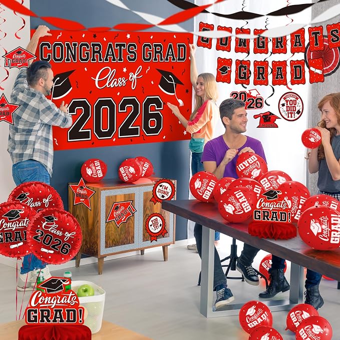 Red Themed 2026 Graduation Decorations Set - Image 4