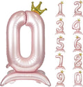 Pink Crown Number 0 Balloon Standing Pink Princess digital 0 Foil Balloon | by YOIOZAIZAI