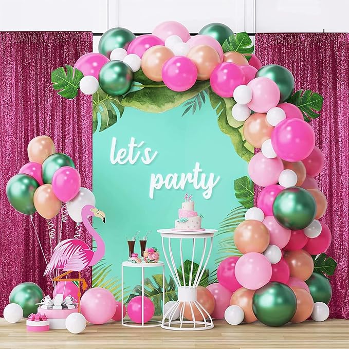 Sugargirl Fuchsia Sequin Backdrop Curtain 4FTx8FT Glitter Fuchsia Background - Image 4