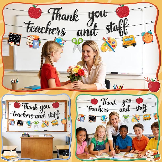 Pre-Strung Teacher Appreciation Decorations, NO-DIY Teacher Appreciation Banner - Image 7