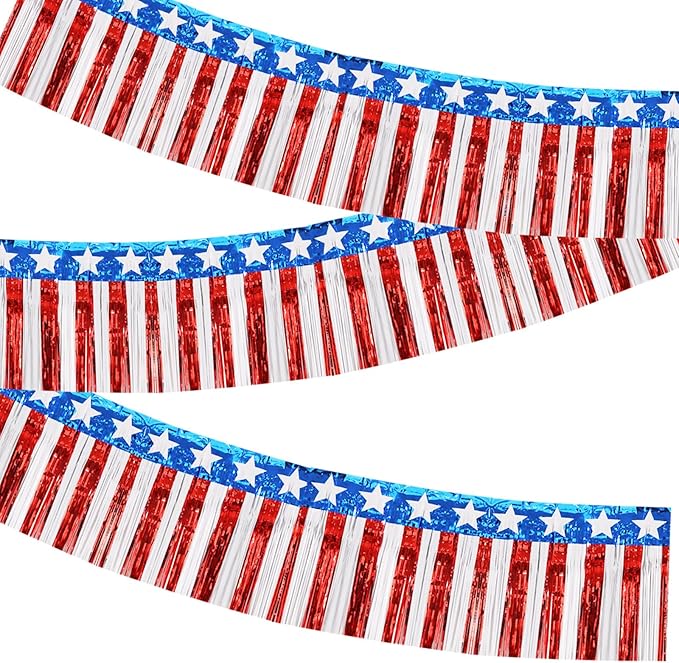 BEISHIDA Star Fringe Garland Banner 3Pack 30ft Wall Tinsel Foil Streamers | Red by Beishida