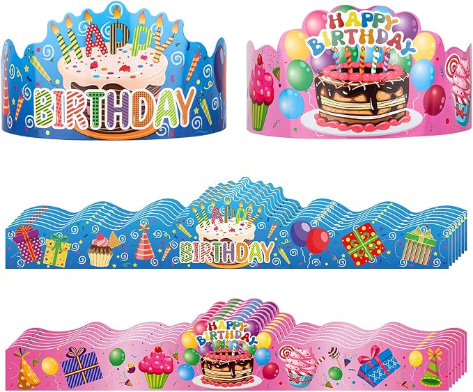 Hooqict 30 Pcs Birthday Crowns for Classroom Party Hats Birthday Hats for Kids by Hooqict