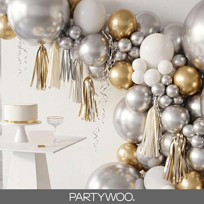 PartyWoo Silver Balloons 145pcs Different Sizes of 18 12 10 5 Inch | Balloons - Image 8