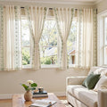 jinchan Floral Linen Curtains Embroidered Back Tab 50x63in 4 Panels Sage | by JINCHAN