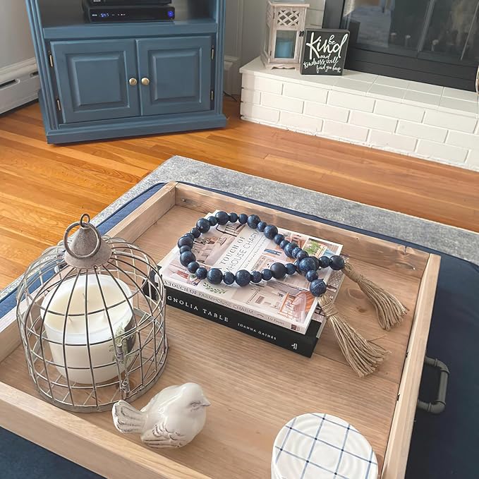 Handcrafted Farmhouse Wooden Decorative Beads Garland, Table Tray Boho Wood - Image 3