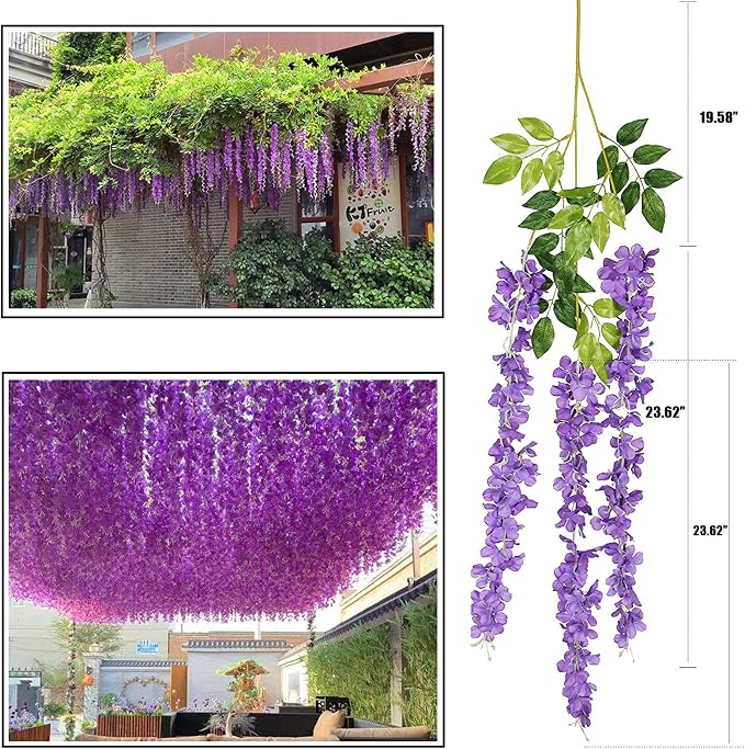 Artificial Flowers Hanging Flowers, Fake Garland Silk Vines Rattan String Decor - Image 6
