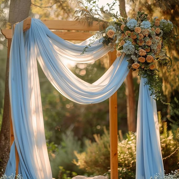 Wedding Arch Draping Fabric Backdrop Drapes 28.7" x 20FT, Baby Blue | Sheer - Image 7