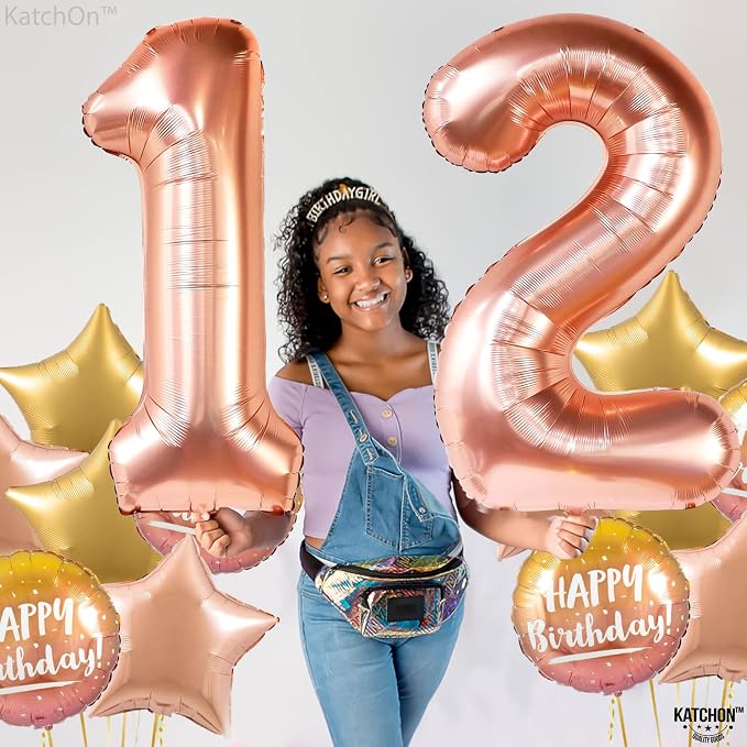 KatchOn, Rose Gold Number 12 Balloon - Image 6