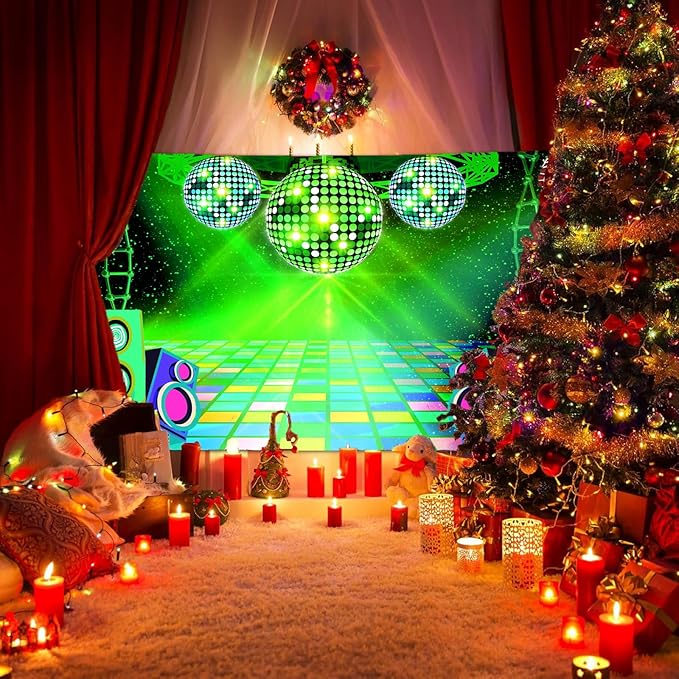Dance Party Backdrop Retro 80s 90s Theme Stage Dance Ball Music Birthday Party Decoration DJ Photography Background 12 x 10 ft for Baby Shower Picture Photo Shoot Polyester Fabric, Red