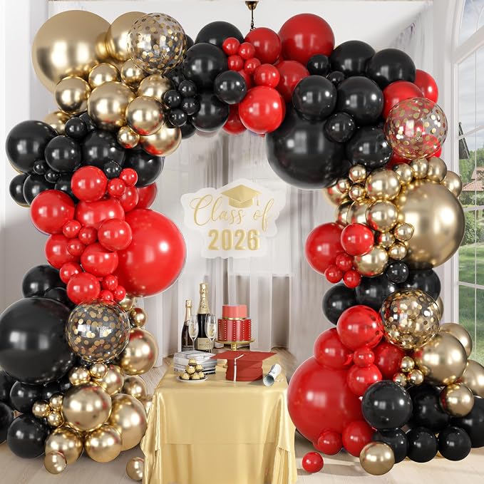 Ouddy Party 149Pcs Red Black Gold Balloon Arch Garland Kit 18 12 10 5Inch | - Image 2