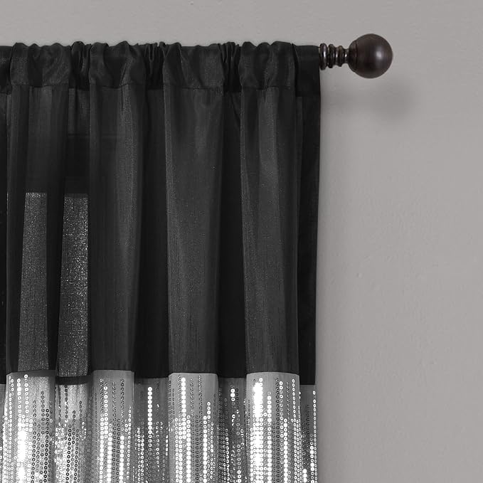 Lush Decor Night Sky Window Curtain Panel, Single 42"W x 84"L Black - Image 2