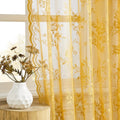 Gold Lace Curtains 63 Inch Length 2 Panels Set Earth Yellow Country Flower by SEEKRIGHTHomeDecor