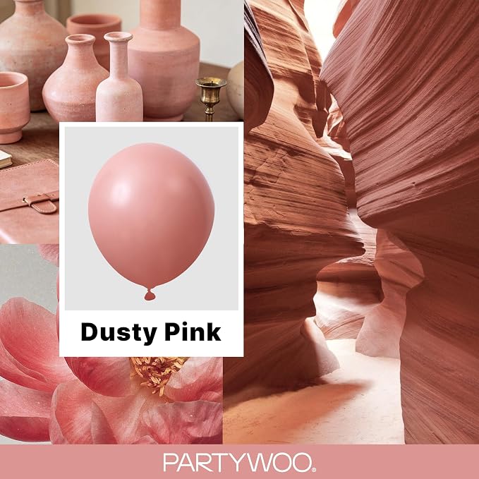 PartyWoo Dusty Pink Balloons 127pcs Dusty Rose Boho Netural Pink Color | - Image 2