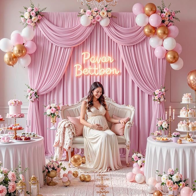 10 ft x 10 ft Pink Backdrop Curtains - Image 8