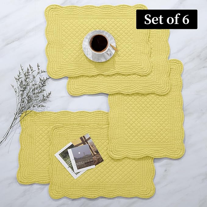 HOMBYS Quilted Placemats Set of 6 Washable-13x18 inches Rectangular Placemats - Image 6