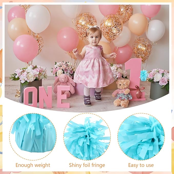 8 Pcs Baby Blue Metallic Balloon Weights Holder Anchors Balloon Holder Weights - Image 3