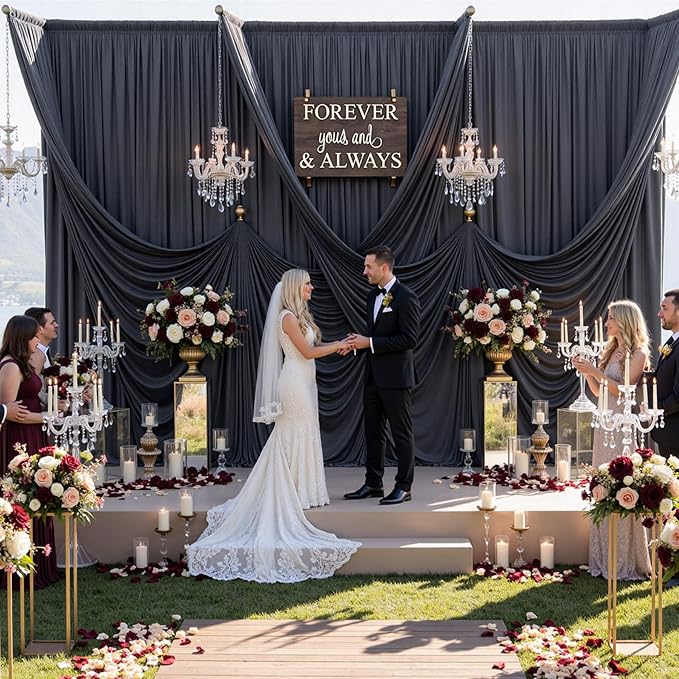 20ft x 10ft Wrinkle Free Black Backdrop Curtains - Image 7