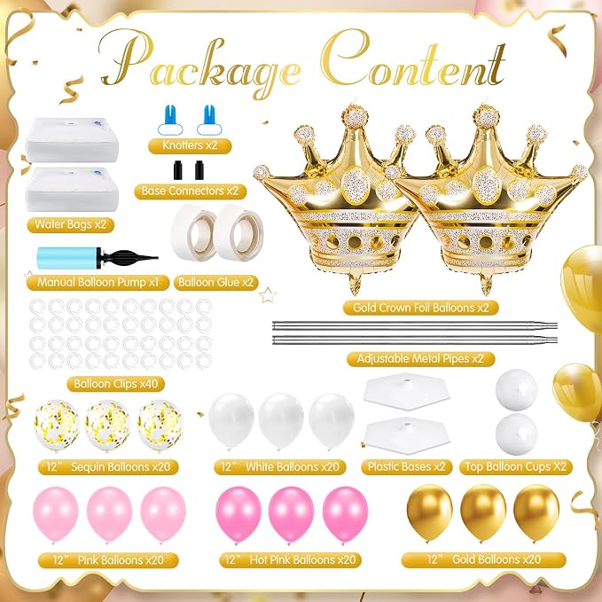 Kasyat 2 Sets Princess Party Balloon Column Stand Kit - Image 3