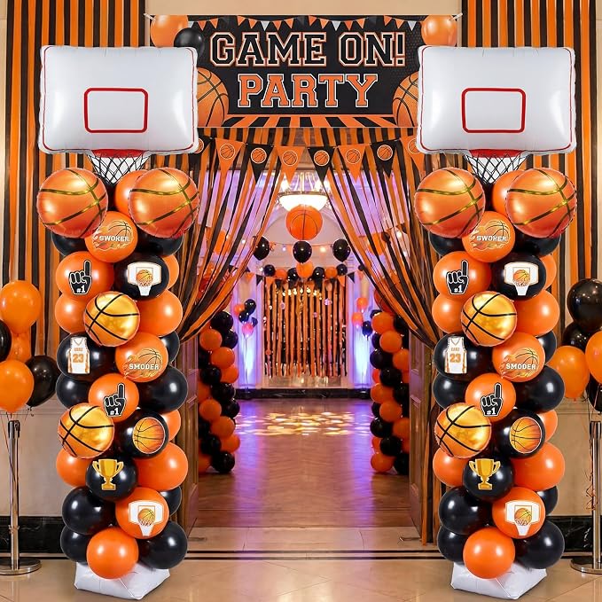 Gejoy 2 Sets Basketball Hoop Balloon Column Stand Kit Includes 169 Latex - Image 3