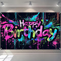 HOMETITUTE Neon Happy Birthday Banner 120x84 Inch Decorations by HOMETITUTE