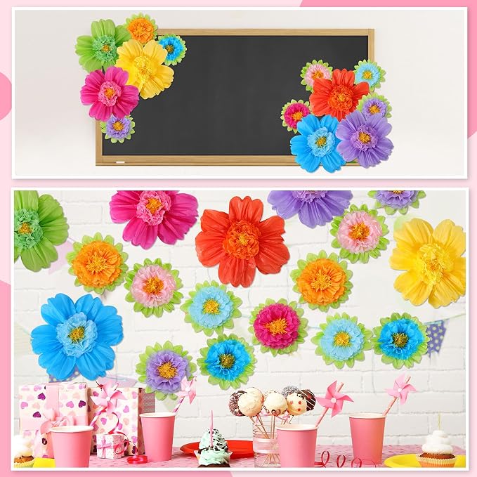 TaoBary Large Colorful Tissue Paper Flowers Giant Fiesta Paper Pom Poms - Image 5