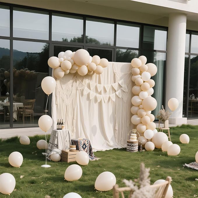 Cream Balloons 160 Pack 5 inch Latex Party Neutral Round Beige Sand White - Image 3