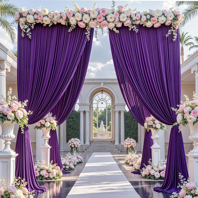 20×12ft Wrinkle Free Purple Backdrop Curtain - Image 3